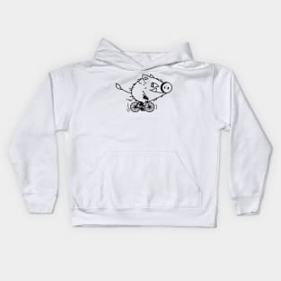 Funny boar rides a bicycle Kids Hoodie